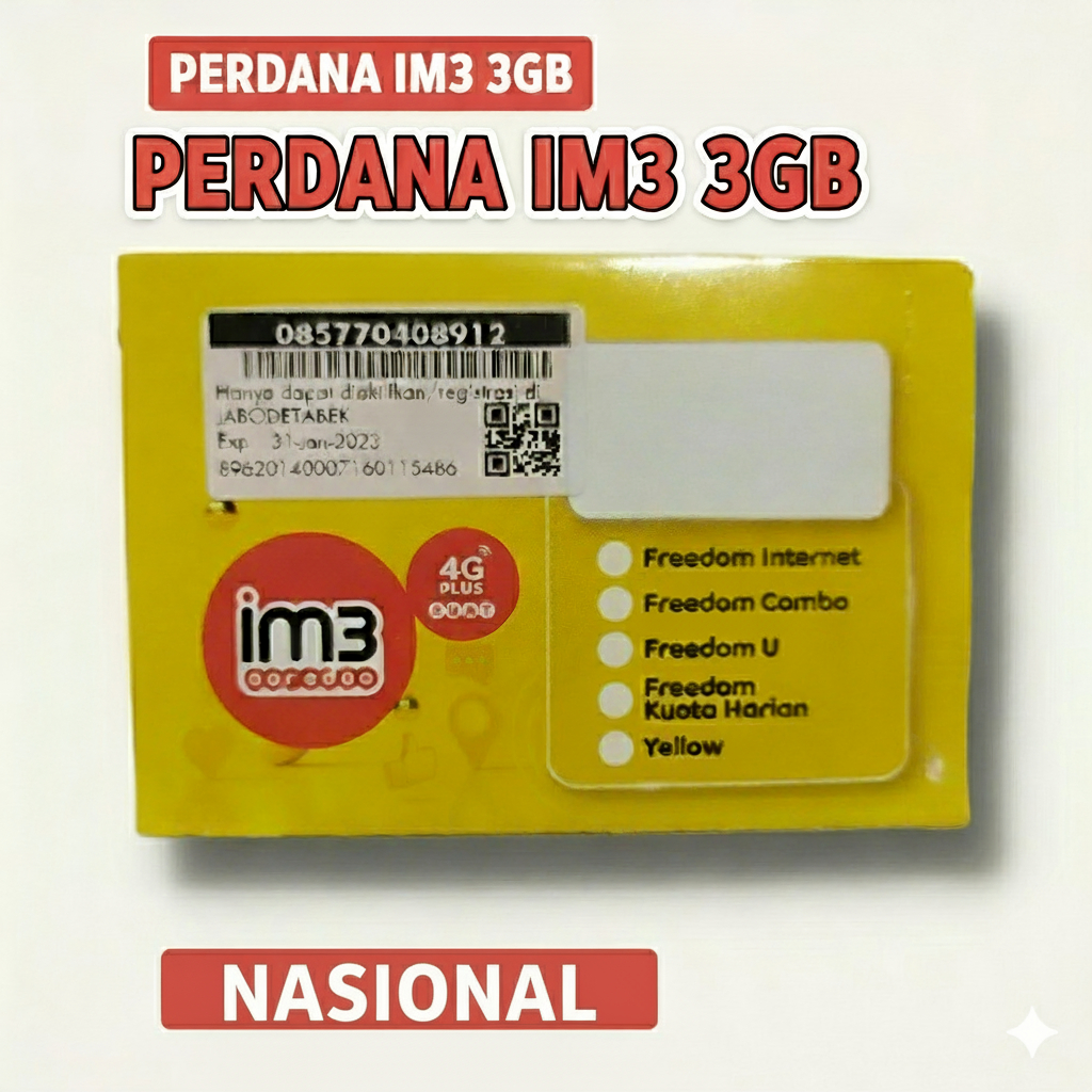 Jual KARTU PERDANA 3GB IM3 NASIONAL USER | Shopee Indonesia