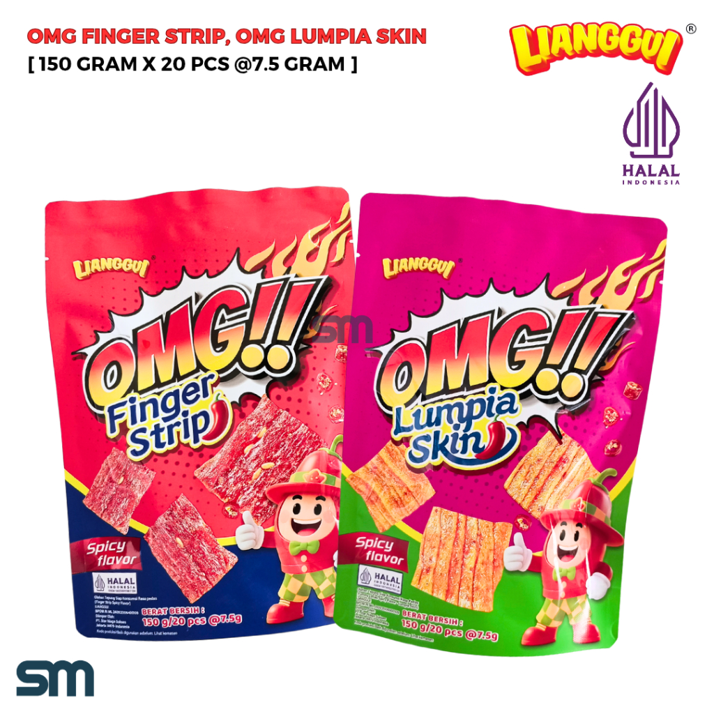 Jual LIANGGUI SNACK OMG FINGER STRIP, OMG LUMPIA SKIN SPICY FLAVOR 150 ...