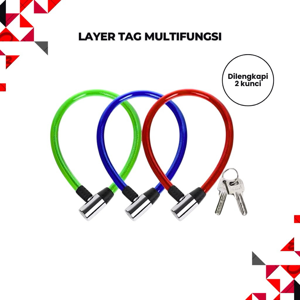 Jual Gembok kawat 70cm / Gambok kawat mulitfungsi Pengan Helm Sepeda ...