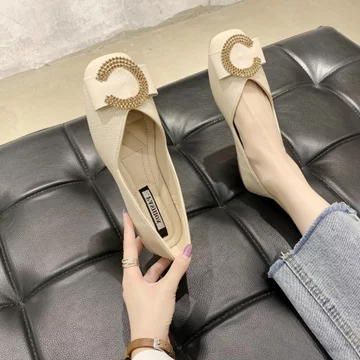 Meirong Sepatu Flat Shoes Maroon Pentopel Kerja Wanita Flat Shoes Lucu Aesthetic Korean Style