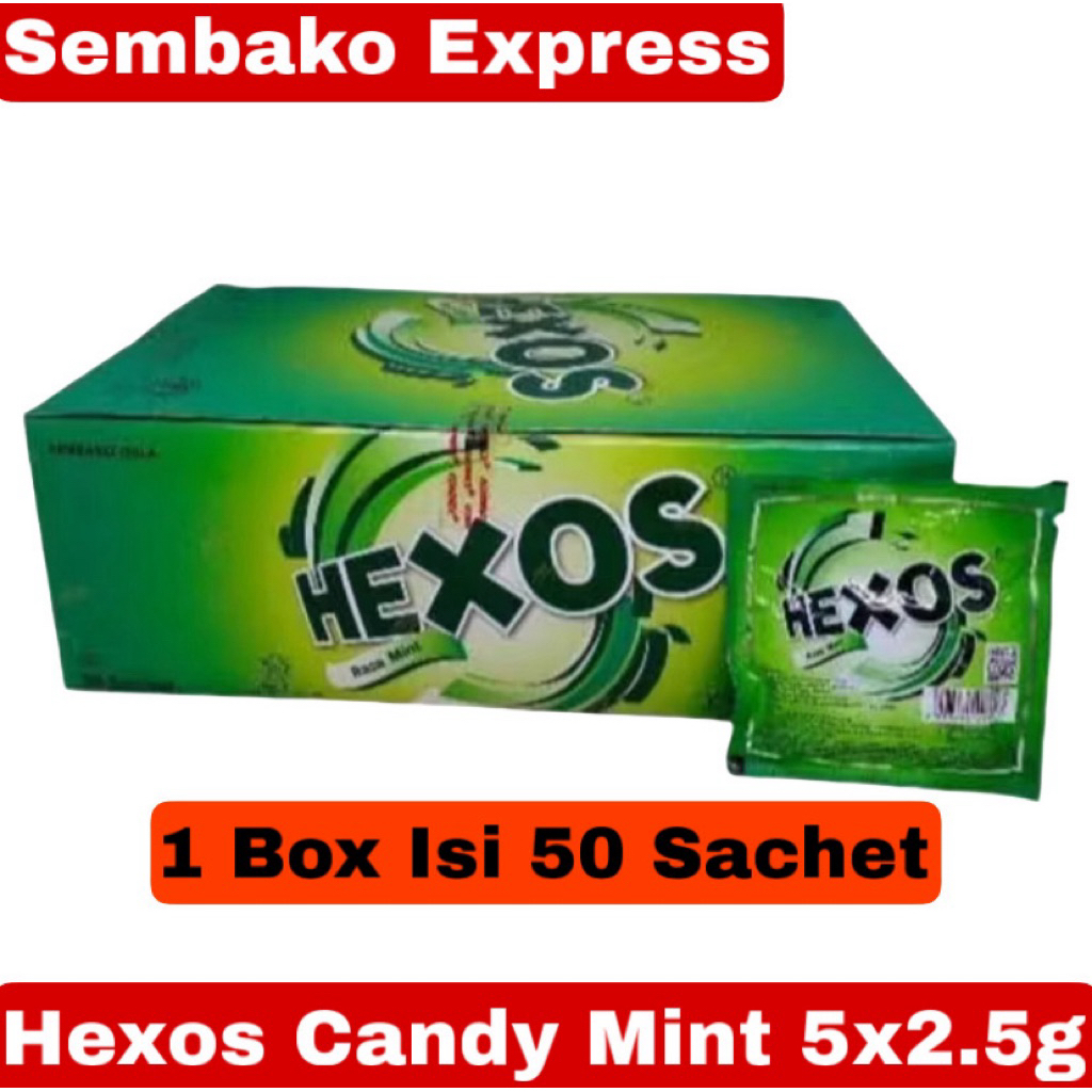 Jual Hexos Candy Mint Rasa Mint Segar 1 Box Isi 50 Sachet (Setiap ...