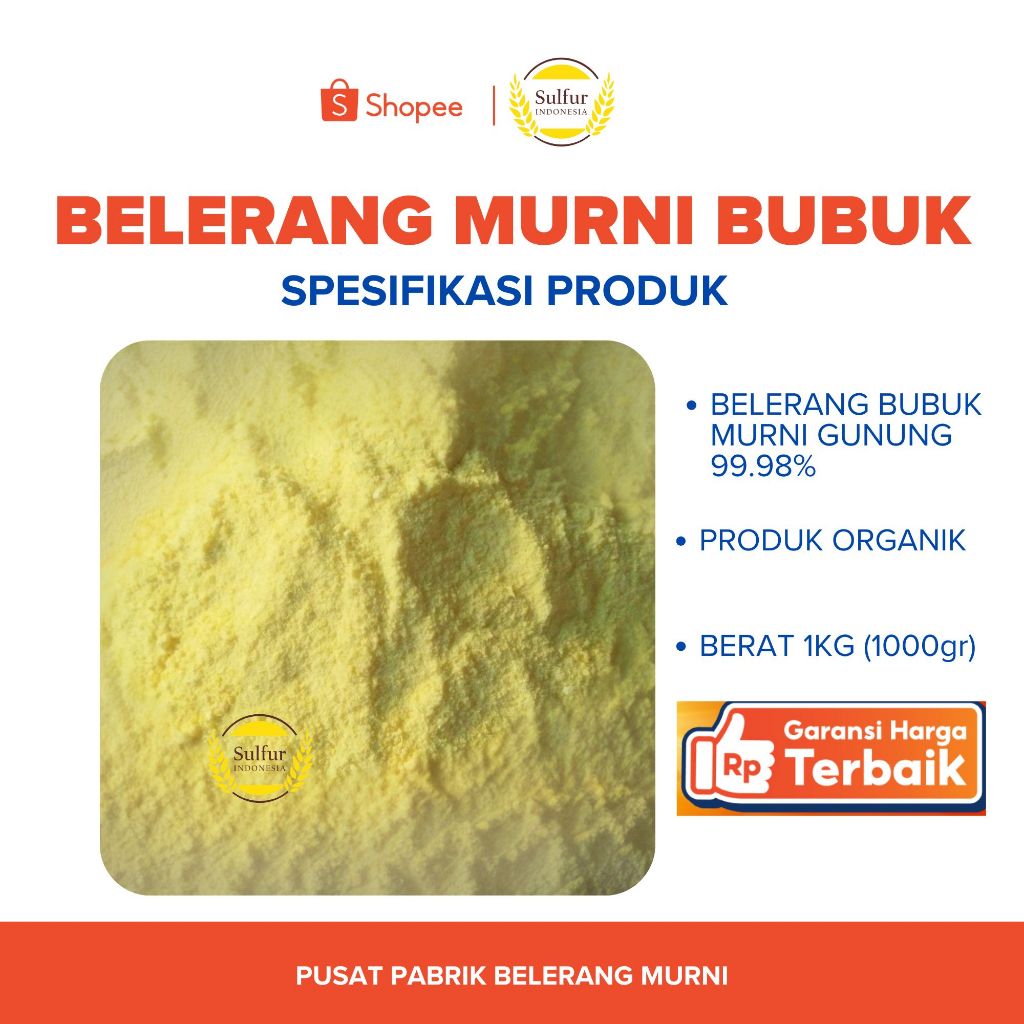 Jual BELERANG SULFUR MURNI SERBUK / SULFUR POWDER (1 KG) - Belerang ...