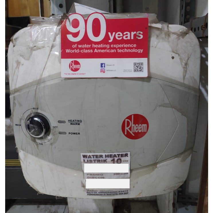 Jual RCY10 RHEEM WATER HEATER LISTRIK 10 LITER KAMAR MANDI BIASA ATAU ...