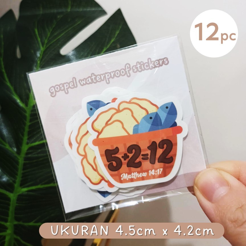Jual (12pc) 5 fishes 2 loaves 5 roti 2 ikan berkat Yesus stiker sekolah ...