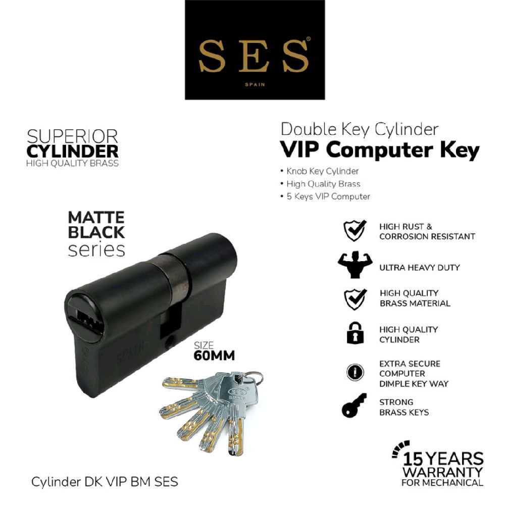 Jual Silinder Kunci - Cylinder SES VIP Komputer 60MM DK (Double Key) BM ...