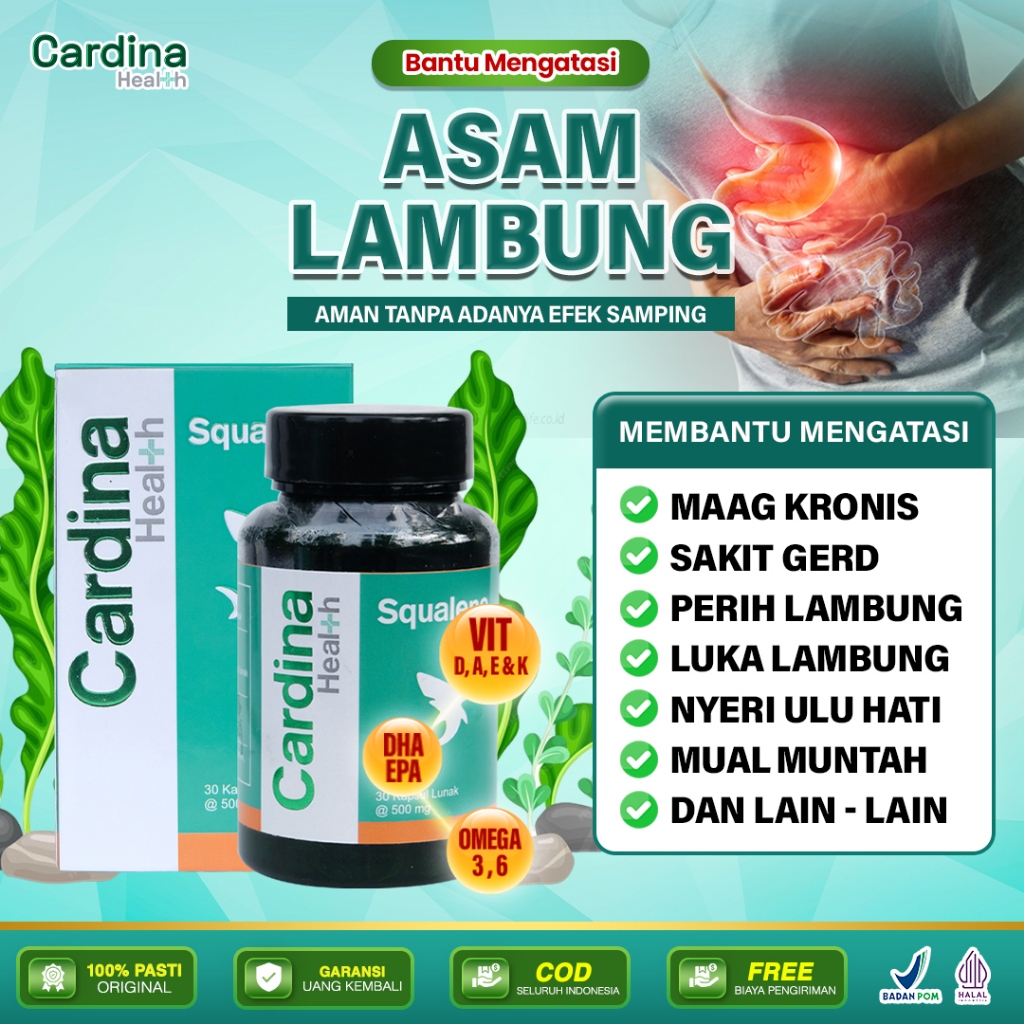 Aryanto Herbal - Cardina Health Squalene Asli Obat Asam Lambung Sakit Maag Perut Kembung Mual Perih