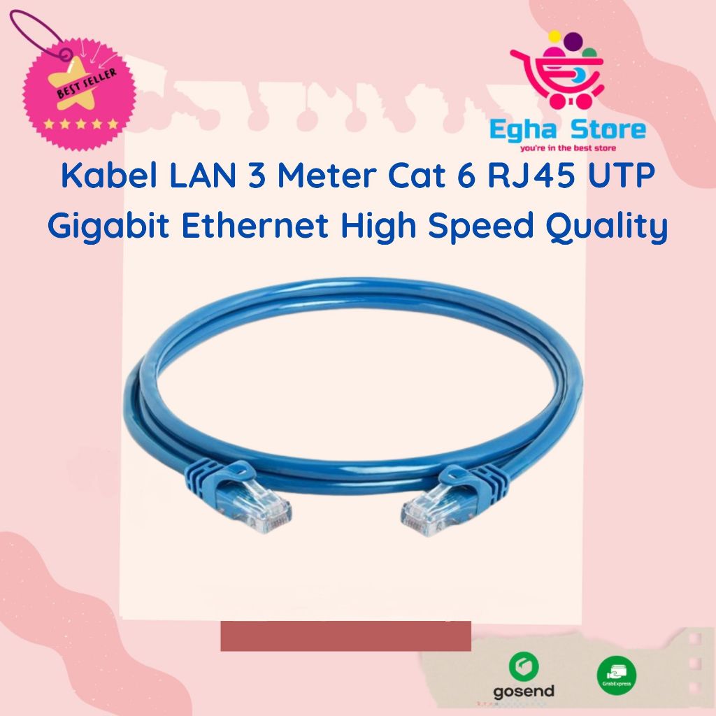 Jual Kabel LAN 3 Meter Cat6 RJ45 UTP Gigabit Ethernet Cat 6 3m Langsung ...