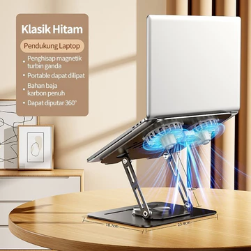IST Laptop Stand Foldable 360° Rotasi 2 Kipas Cooling Pad Pendingin Portabel Penopang Laptop