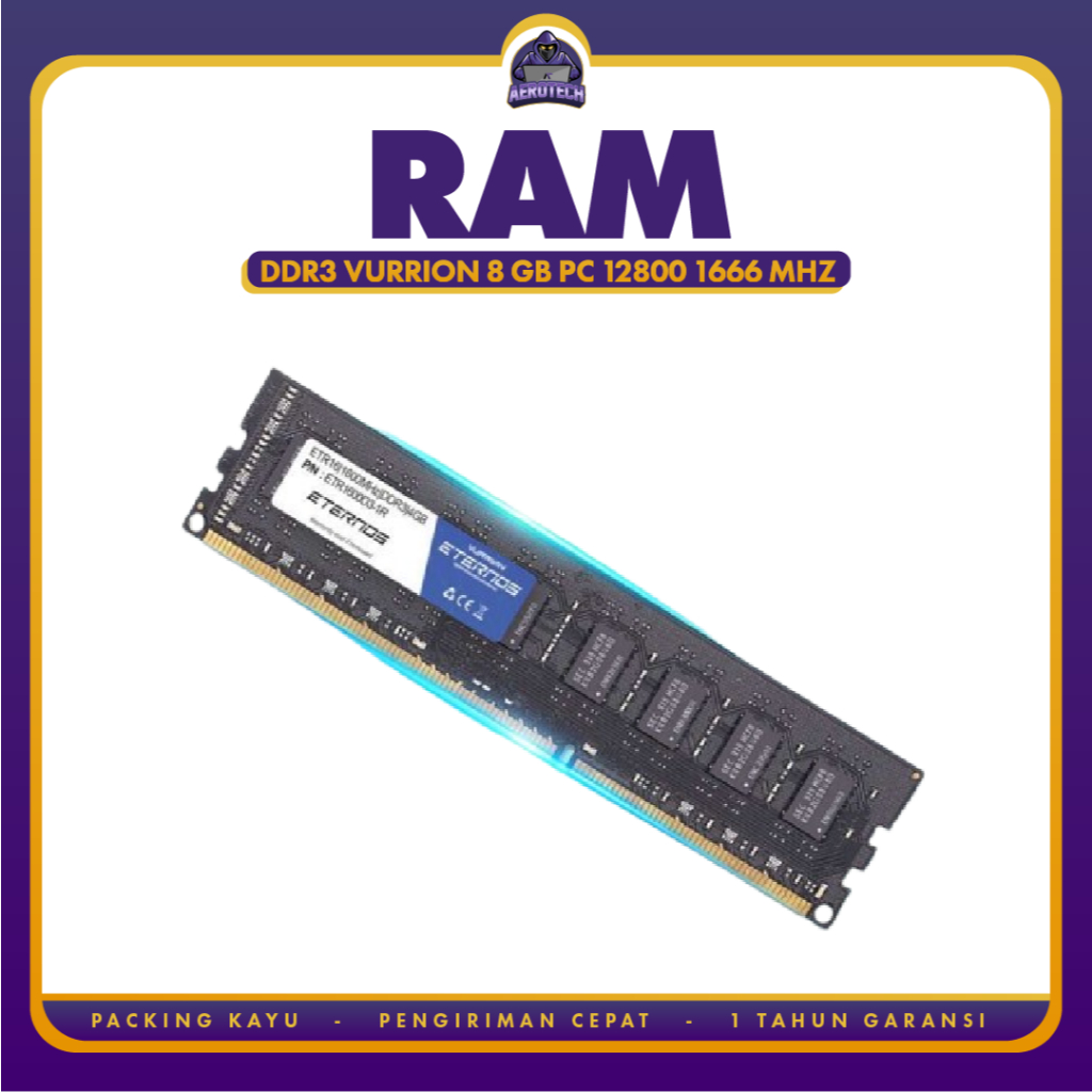 Jual RAM MEMMORY VURRION DDR3 8 GB 12800 PC 1600 MHZ GARANSI RESMI ...