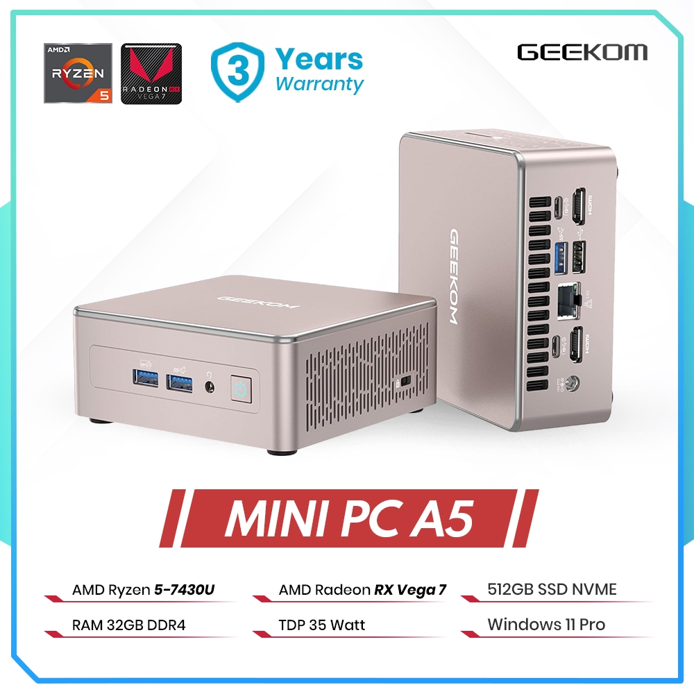 Jual Mini Pc Gaming - Geekom A5 Mini PC AMD Ryzen 5 7430U AMD Radeon RX ...