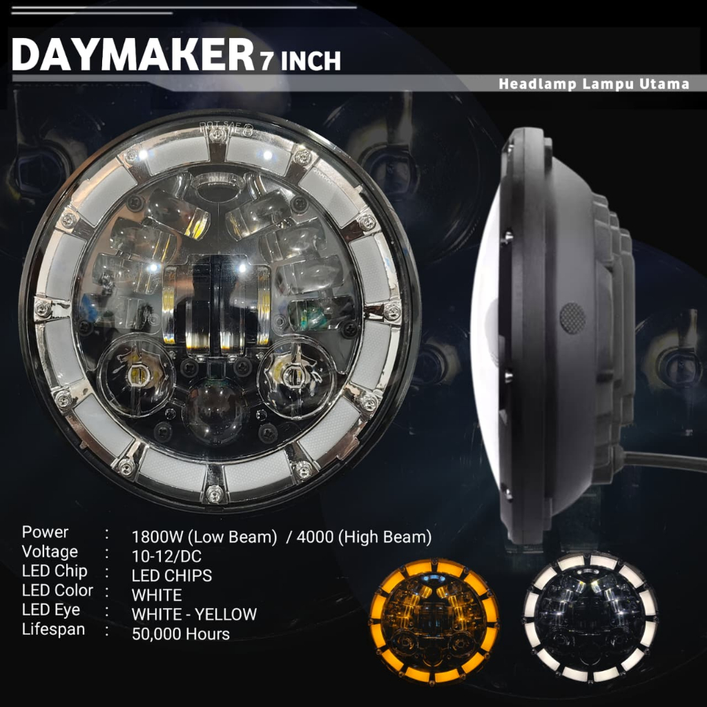Jual HeadLamp Lampu Depan daymaker 7 inch cobra predator plus eye ring ...