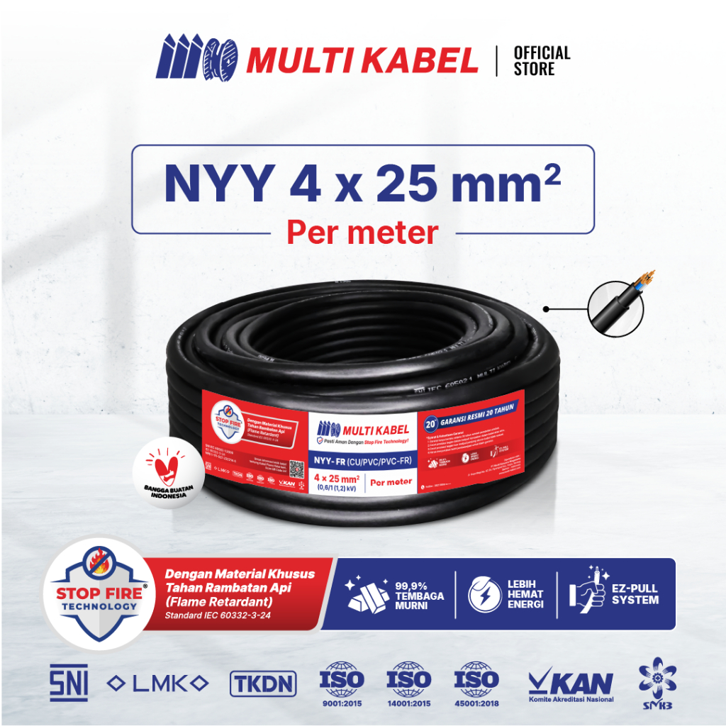 Jual MULTI KABEL-Kabel Listrik NYY 4x25 mm² - Kabel Tembaga Kawat Murni ...