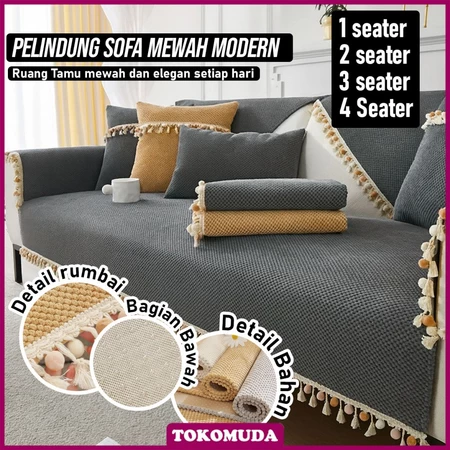 Tokomuda Cushion Cover Sofa alas sofa non-slip dengan rumbai dekoratif