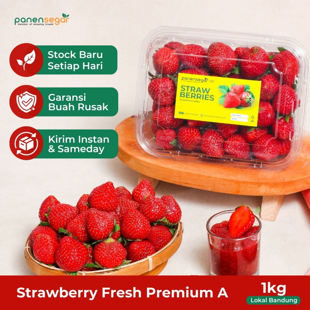 Jual Strawberry Fresh 1kg Premium Jumbo Panensegar Stroberi Segar ...
