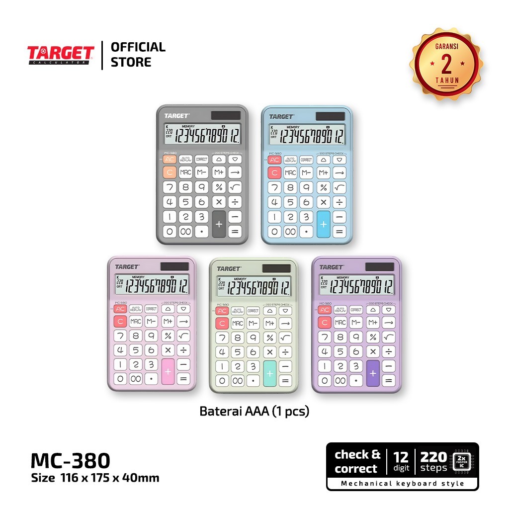 Jual Target MC-380 - Desktop Calculator - 12 digit | Shopee Indonesia