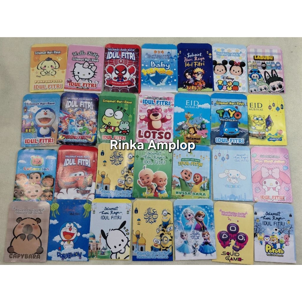 Jual Amplop Lebaran Mini 1000 Lembar 1KG Kartun Muslim Snack Labubu ...