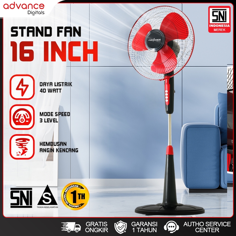 Jual Advance SF-1610 SF-16A Stand Fan 3-Speed Strong Motor Kipas Angin ...