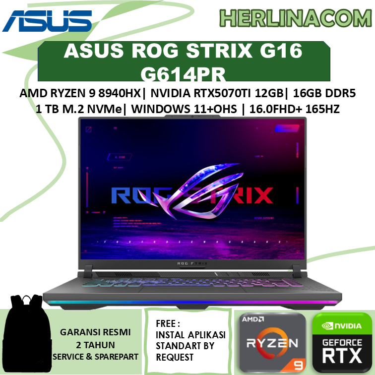 Jual Asus ROG Strix G16 G614PM G614PR Ryzen 9 8940HX RTX5070TI ...