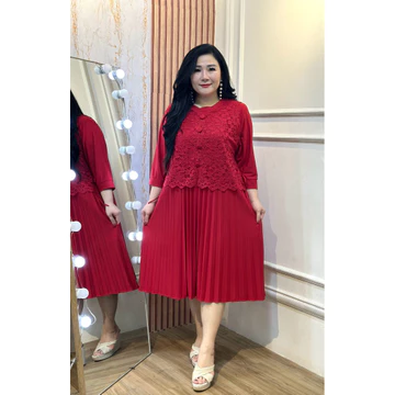 Fina Bigsize (Amelia Dress Brukat) Dress Wanita Jumbo Bigsize