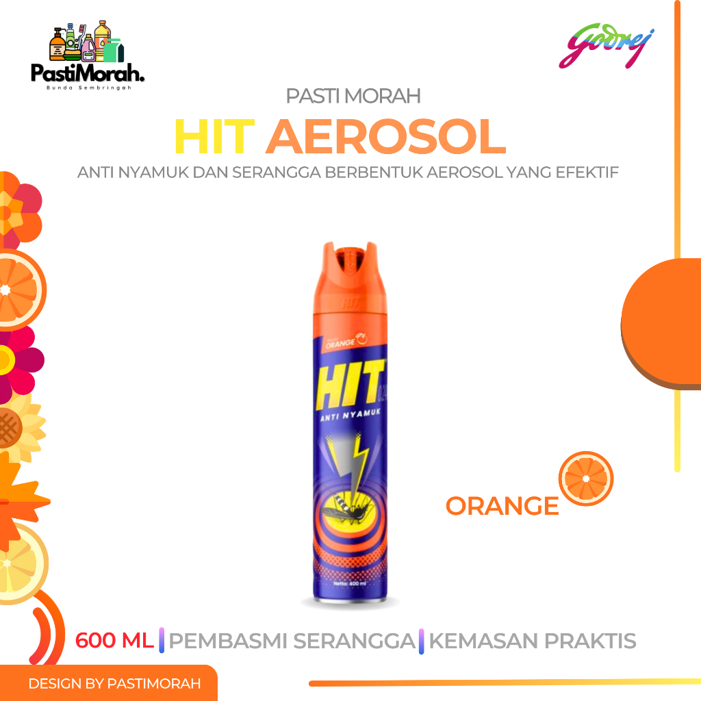 Jual HIT Obat Nyamuk Semprot Aerosol Orange 600 ml / Hit Semprot Nyamuk ...
