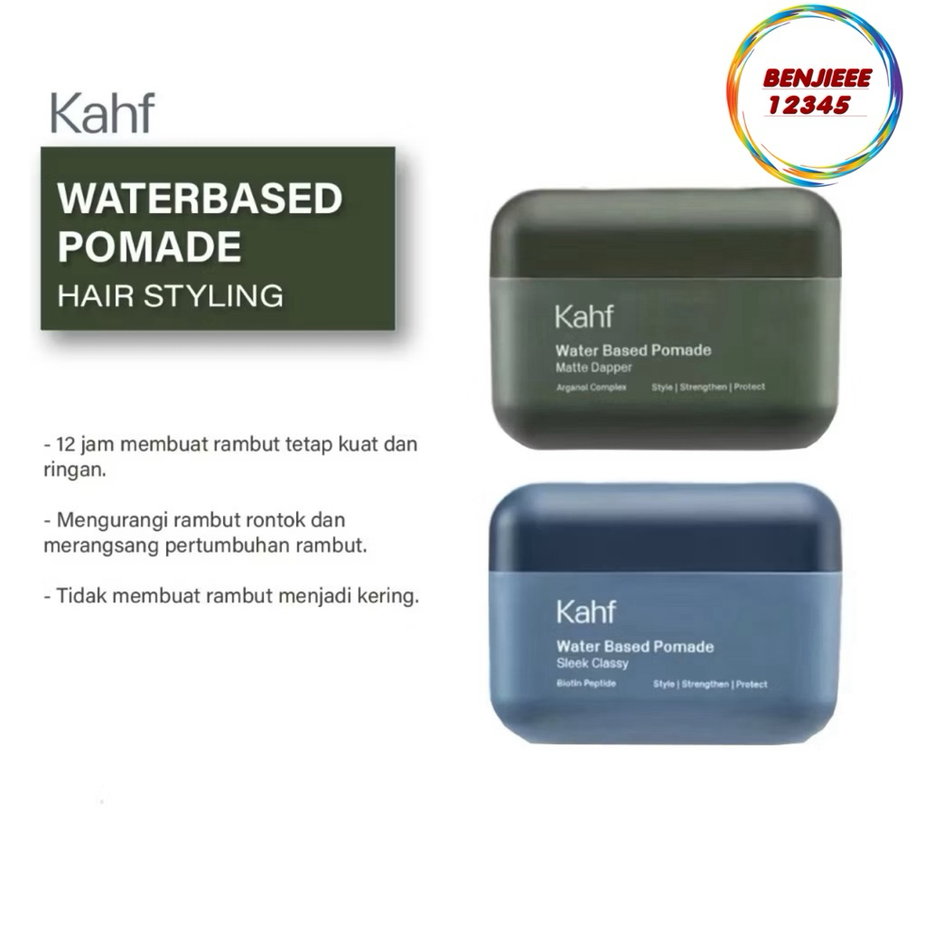 Jual Kahf Water Based Pomade -12h Strong Hair Styling Product - Easy ...
