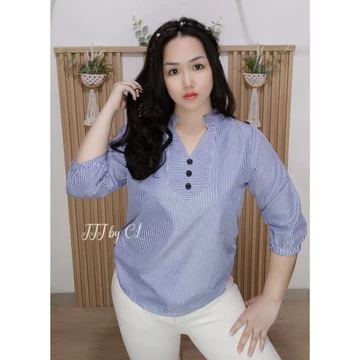 JJJ LYN Blouse Naysoo Atasan Wanita Motif Kotak Atasan Kerja Atasan Kasual