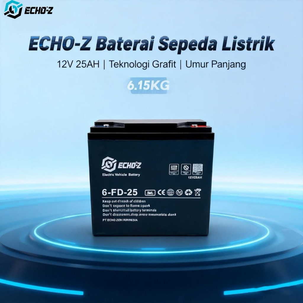 BATTERY KERING or Aki SELIS ECHO 12v 25ah/20ah compatible Motor Listrik 6DZF25