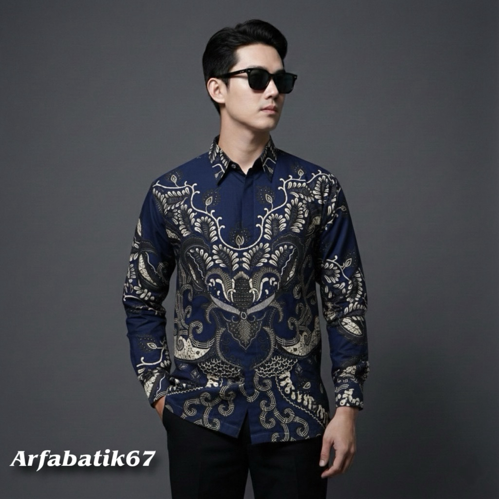 Jual RANTING NAVY Kemeja batik pria lengan panjang dan lengan pendek ...