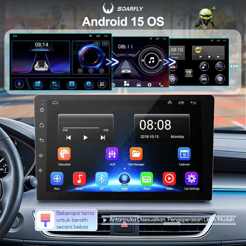 Jual SOARFLY Head Unit Android 7/9/10 Inci 6+64G Carplay Android 15 ...