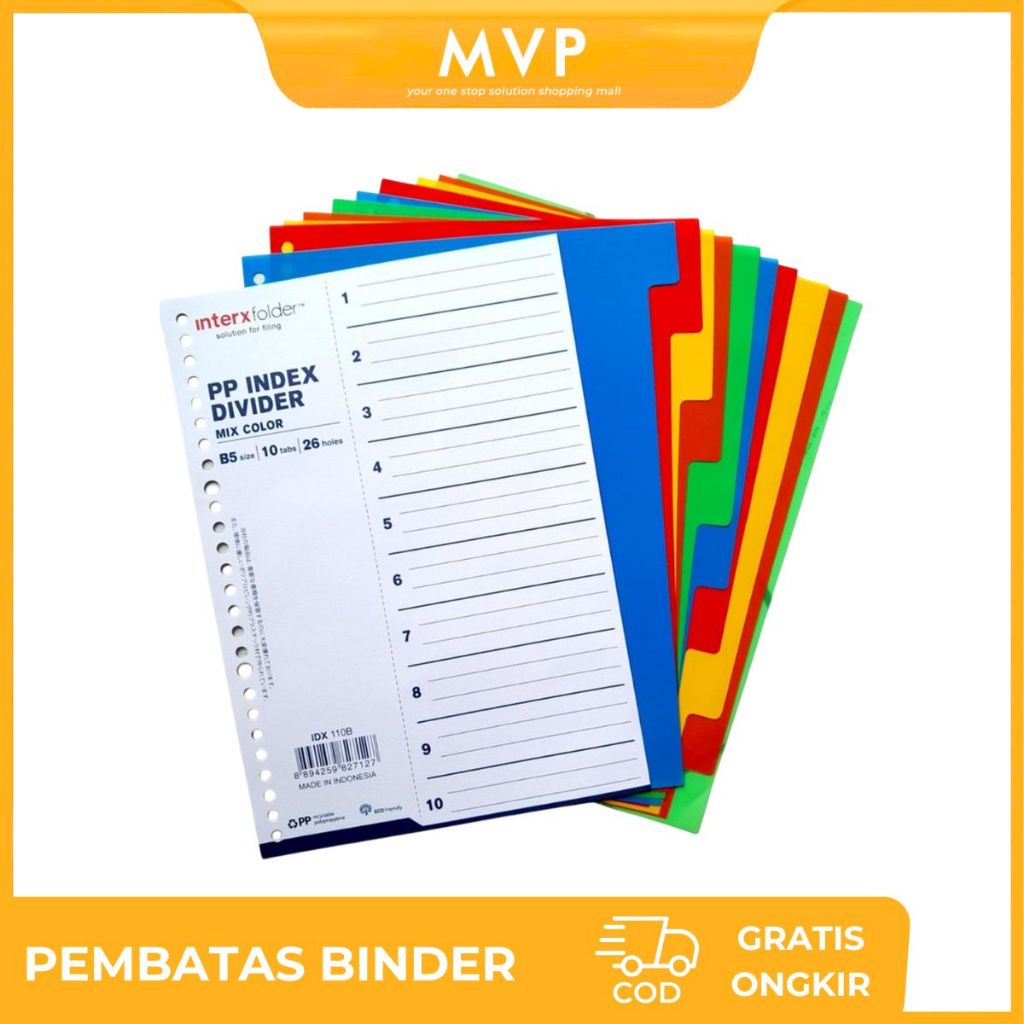 Jual MVP Pembatas Binder Divider InterX Warna Warni A5 20 ring B5 26 ...