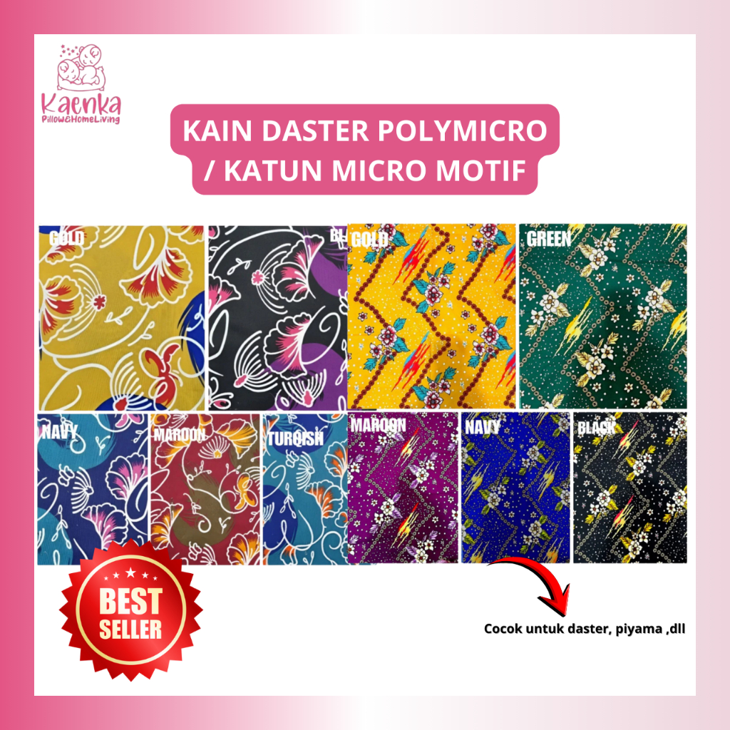 Jual Kain Daster Polymicro / Katun Micro Motif Lembut dan adem lebar ...