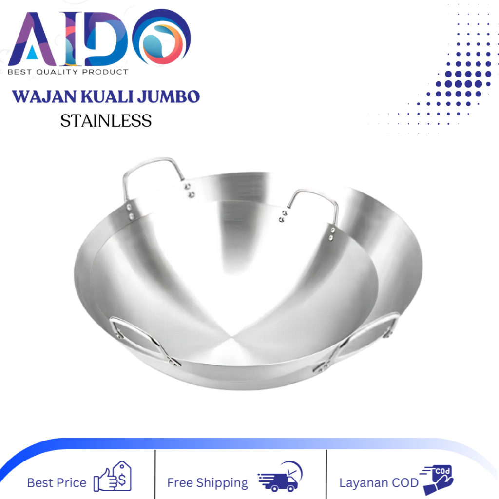 Jual Wajan Premium Tebal Kuali Penggorengan Stainless Steel Wajan No ...
