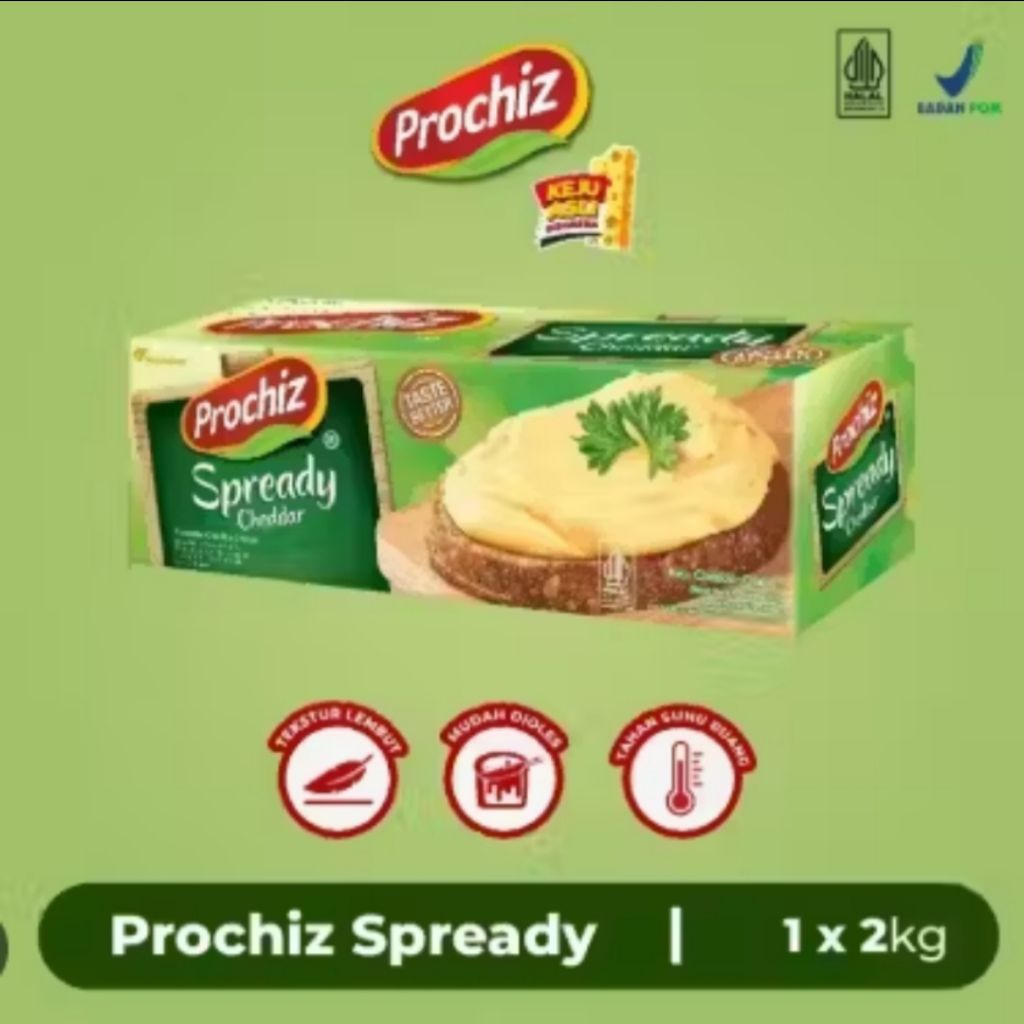 Jual PROCHIZ Spready Cheddar Cheese 2Kg Keju Oles 2 Kilogram | Shopee ...