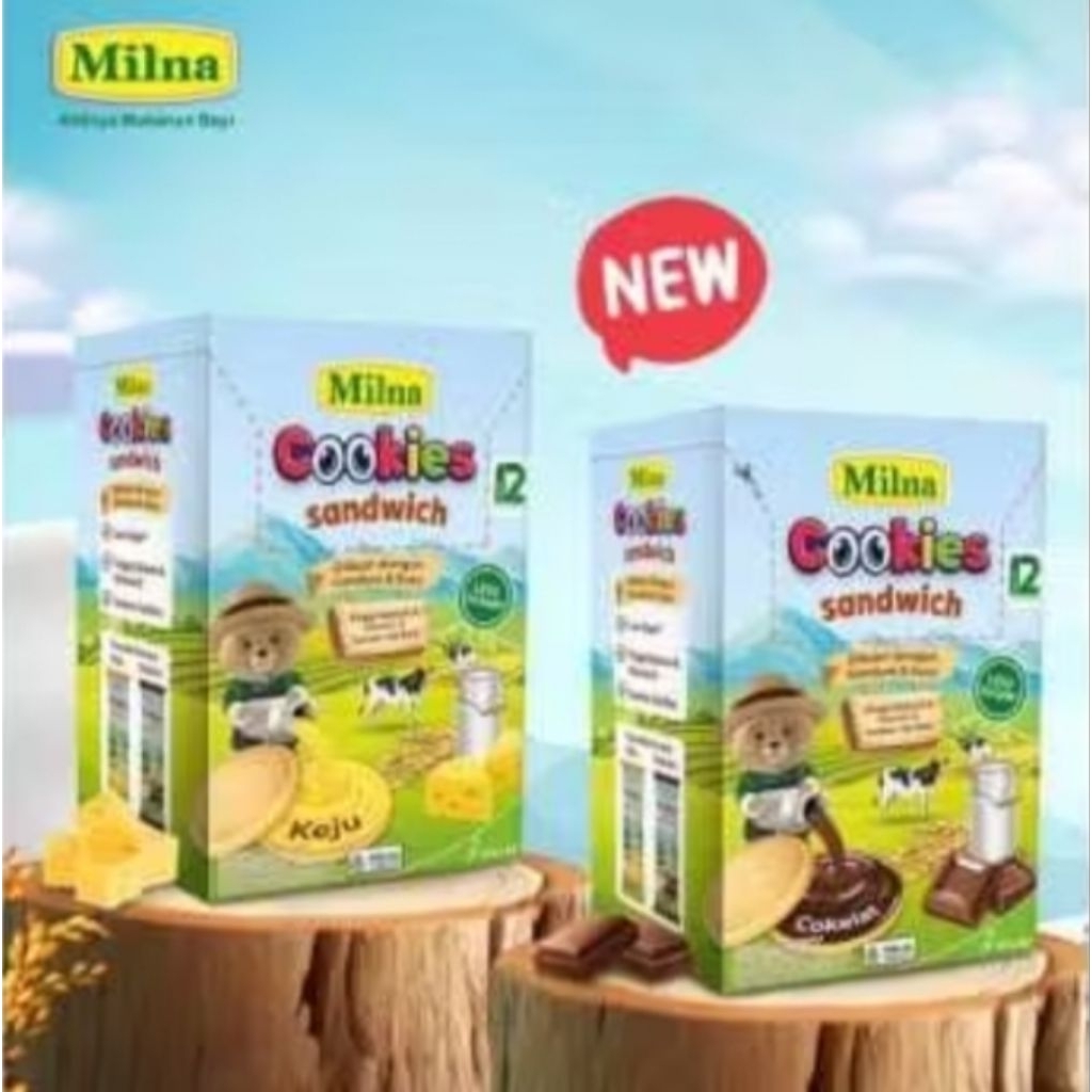 Jual Milna Cookies Sandwich Varian Cokelat Isi 12 Sachet Snack Lezat ...