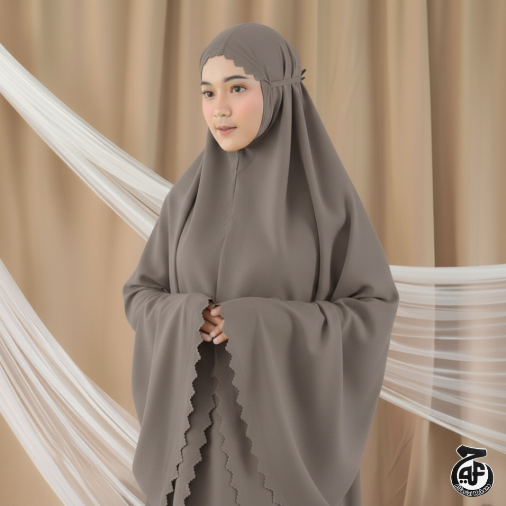 Allfarizi | Mukena Traveling Dewasa Daily 2in1 Katun Premium Amilla Lasercut Tanpa Tas