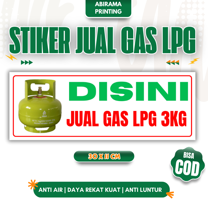 Jual STIKER JUAL GAS LPG 3KG STIKER JUAL GAS ANTI LUNTUR LAMINASI ...