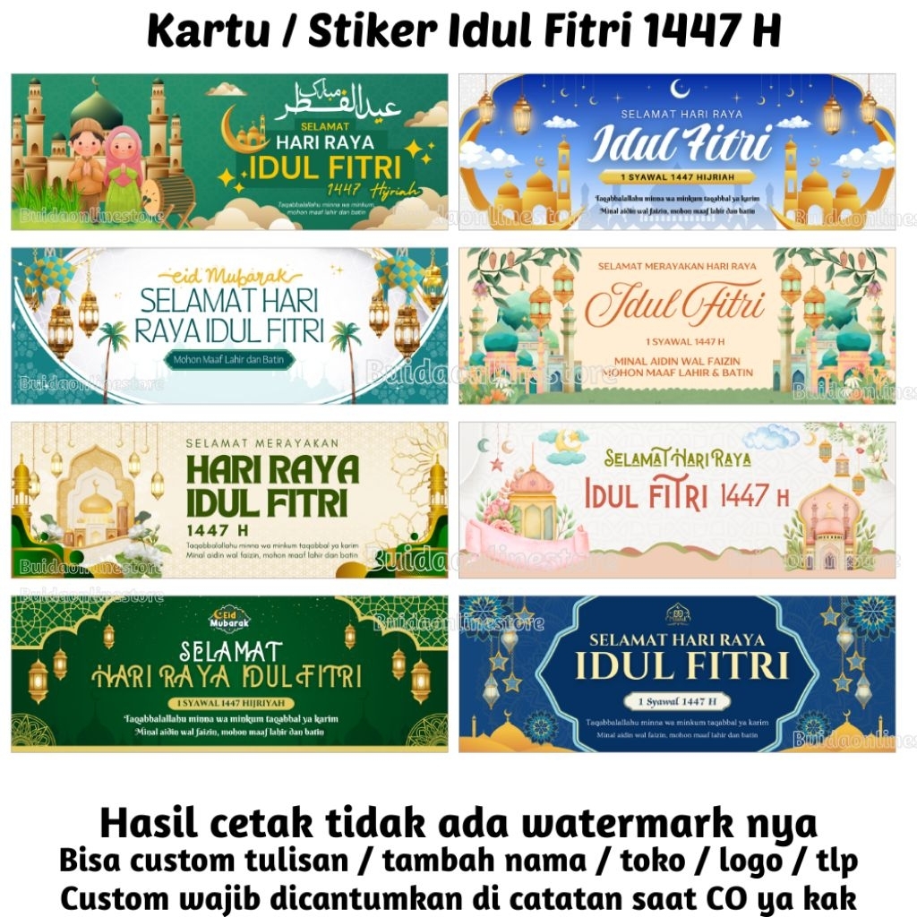 Jual stiker / kartu / Label Sticker Selamat Hari Raya Idul Fitri 1447 H ...