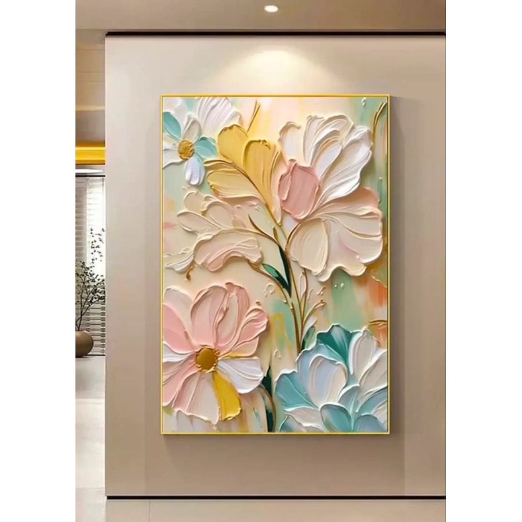 Jual Lukisan Dinding Bunga Mawar Full Color - Lukisan Tekstur Timbul ...