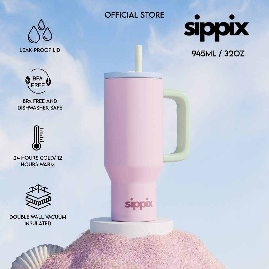 Jual SIPPIX Cotton Candy Tumbler Portable Stainless 945mL Thermos Cup ...