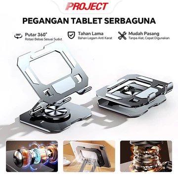 PJT Dudukan Laptop Lipat Multifungsi Cooling Kipas Laptop Portable Aluminium Adjustable Anti