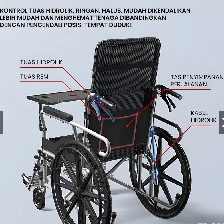 Jual Kursi Roda BAB Plus Meja Makan HIDROLIK / Kursi Roda Rebah BAB ...