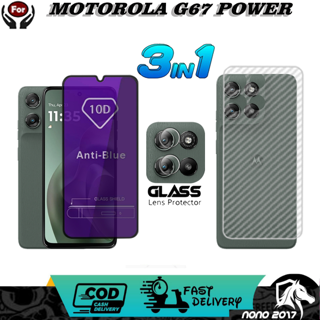 Jual 3IN1 TEMPERED GLASS BLUE MOTOROLA MOTO G67 G57 POWER BONUS LENSA ...