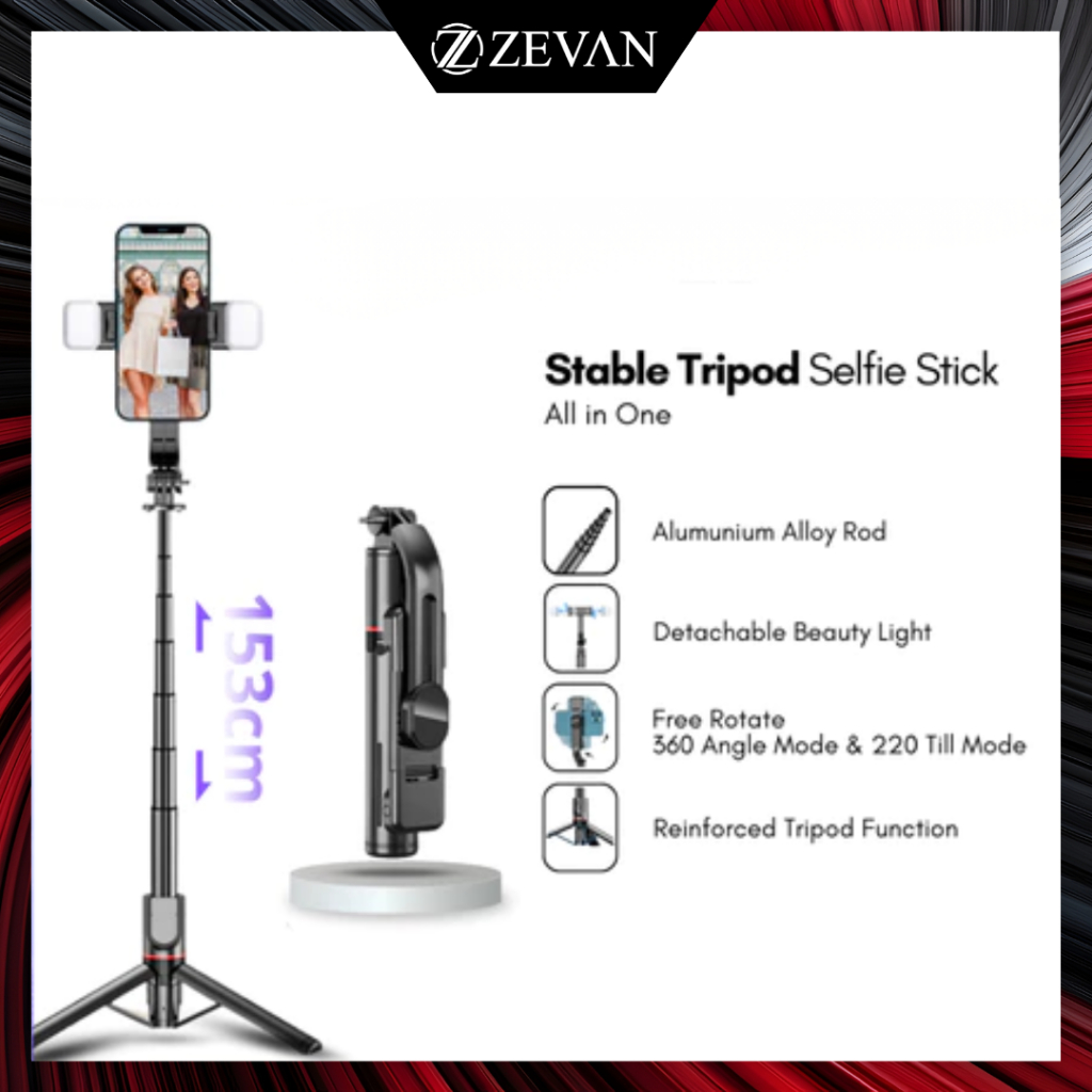 Jual ZEVAN Tripod Selfie Bluetooth ZEVAN LED Flash Fill Light 108CM ...
