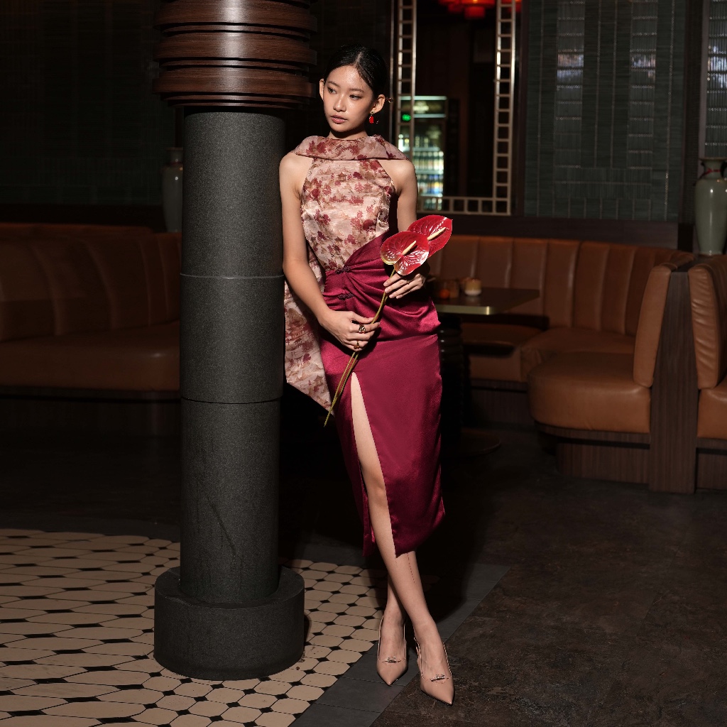 Jual COMA LABEL - Shan Dress in Maroon Red // comalabel Chinese new ...