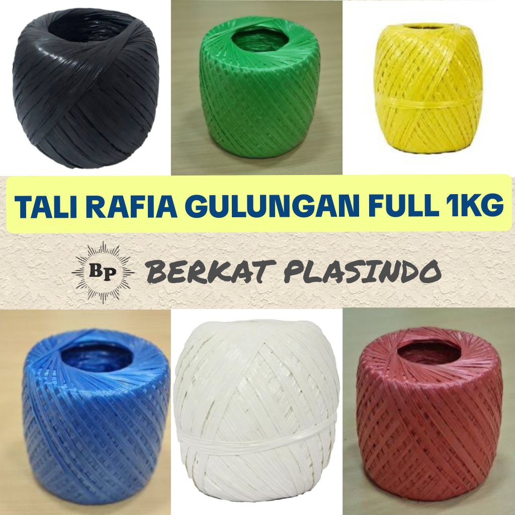 Jual TALI RAFIA/PLASTIK GULUNGAN 700gr & 1KG (HITAM, MERAH, KUNING ...