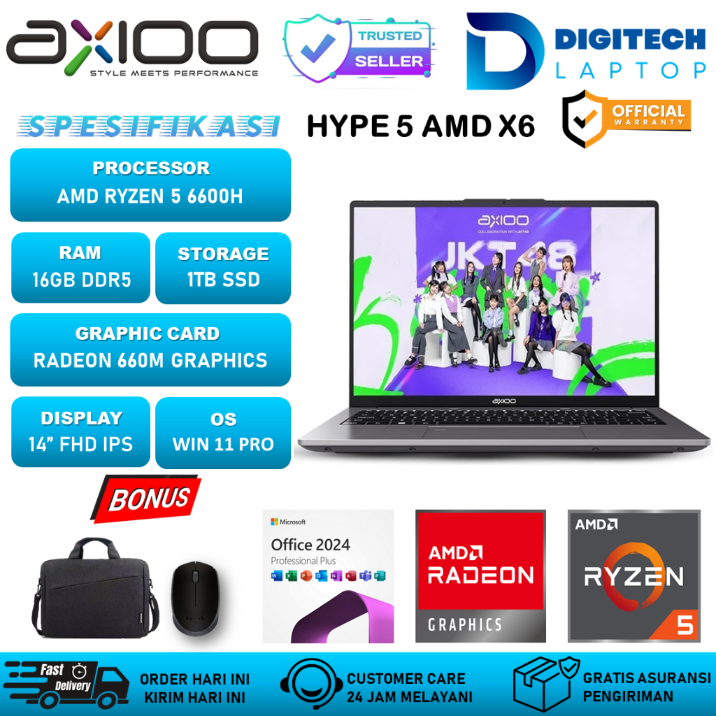 Jual Laptop Gaming Axioo Hype 5 X6 AMD Ryzen 5 6600H RAM 16GB DDR5 1TB ...