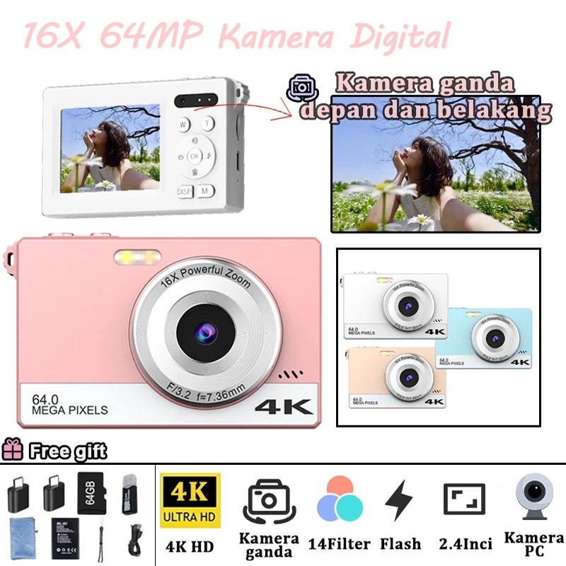 Jual TEEKA [H28] 16X 64MP Kamera Digital 4K Vlogging WIFI Portabel ...