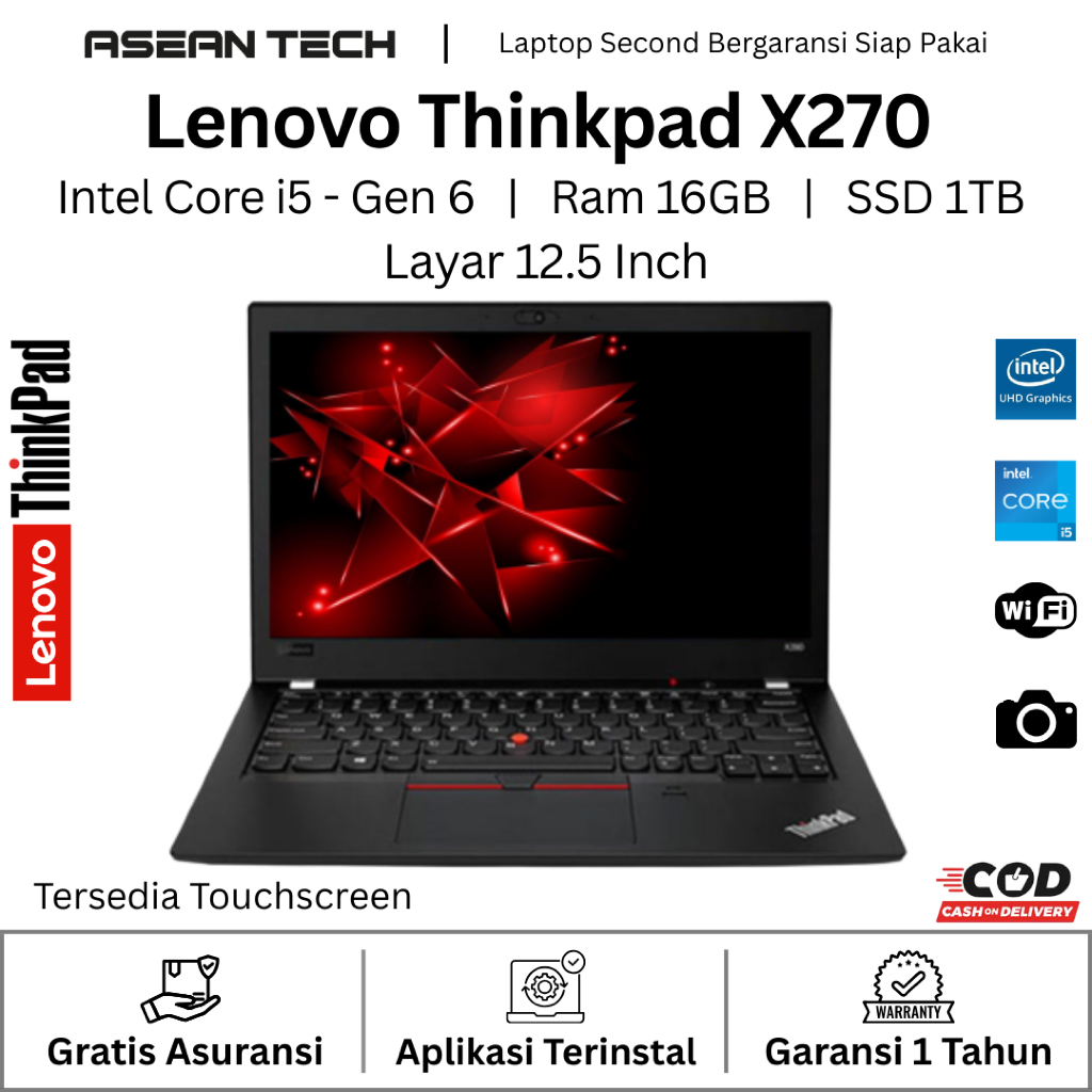 Jual Lenovo Thinkpad X270 X260 Core i7 Gen 7 Ram 16GB SSD 1TB