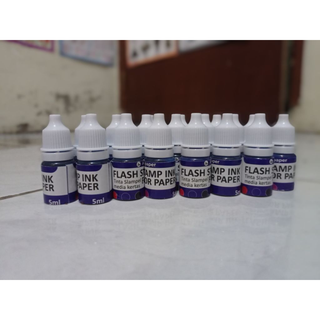 Jual Tinta Stampel Flash/otomatis media kertas 5ml Biru | Shopee Indonesia