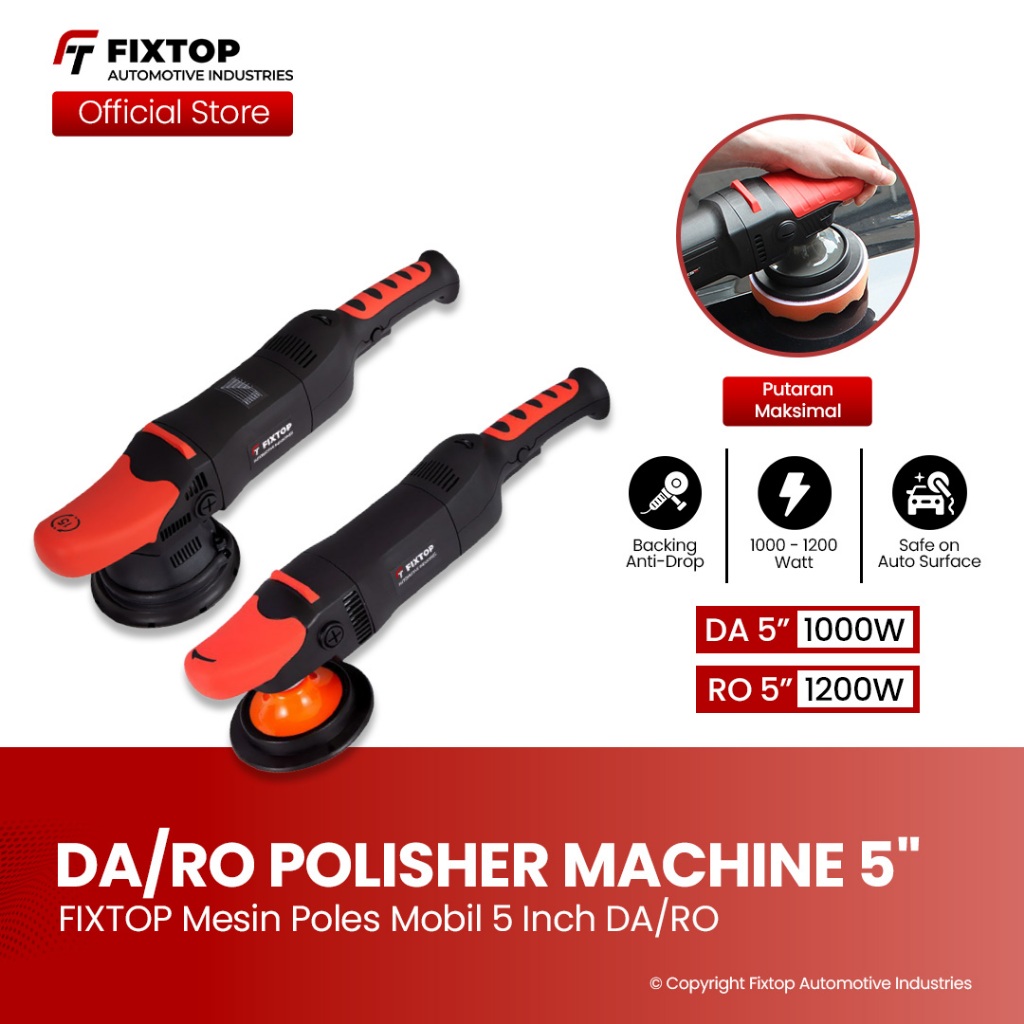 Jual FIXTOP Mesin Poles Mobil 5 inch DA/RO Detailing Polisher Machine 5 ...
